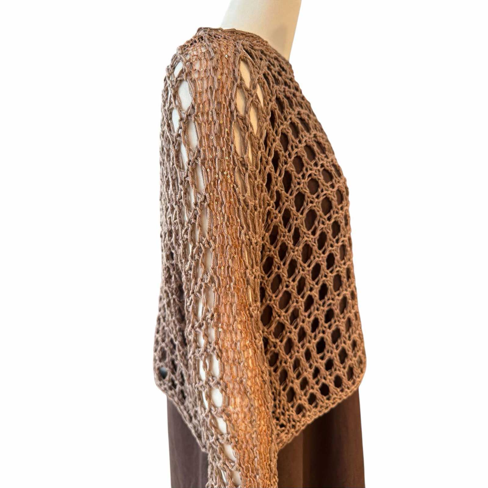 Net Crop Shrug long Sleeves Camel Chiara Toffanin sold at Aqualta 3