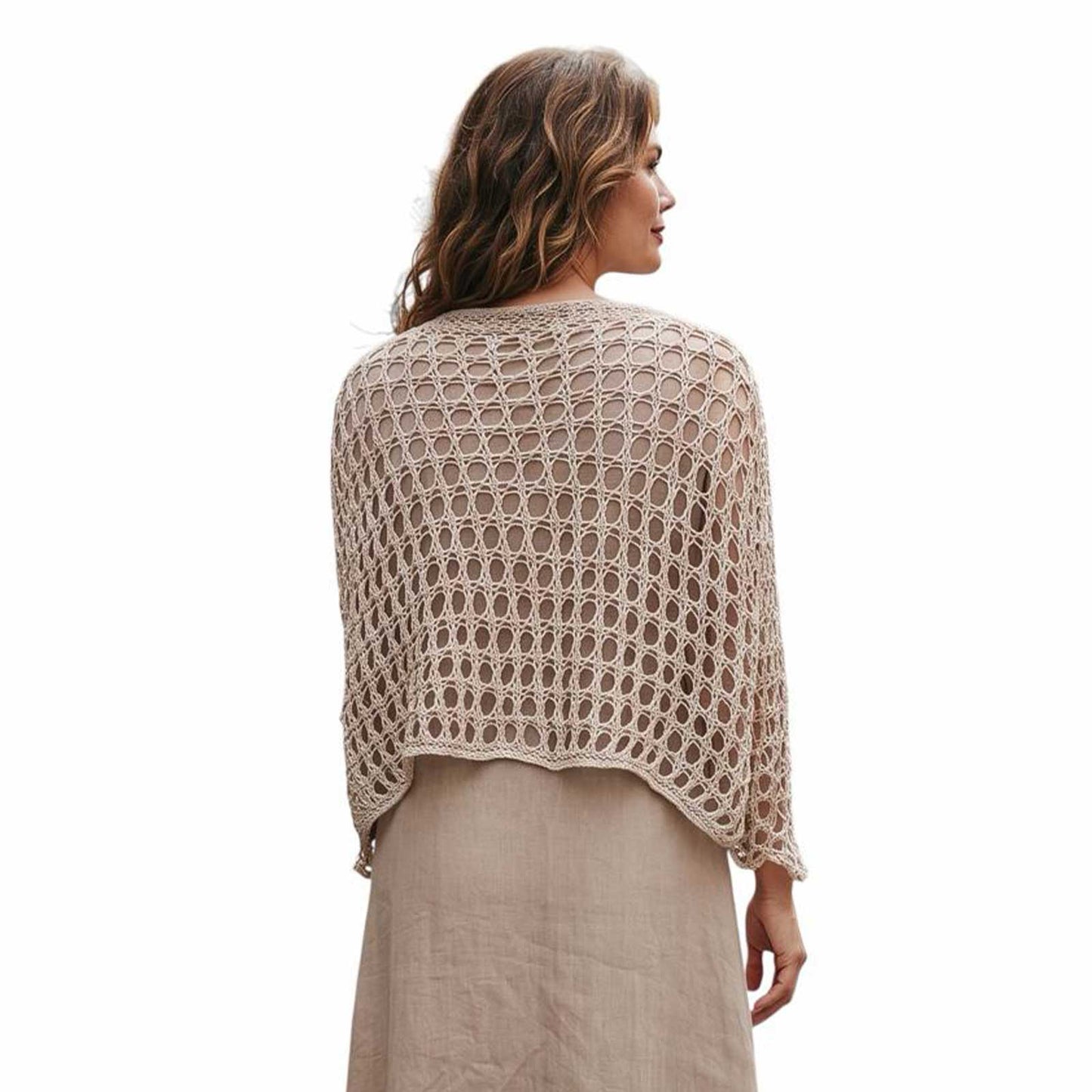 Net Crop Shrug long Sleeves Cream Chiara Toffanin sold at Aqualta 2