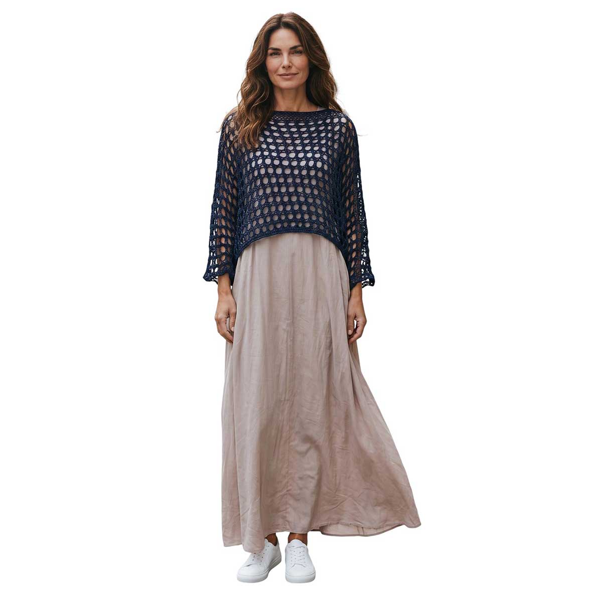 Net Crop Shrug long Sleeves Navy Chiara Toffanin sold at Aqualta 4