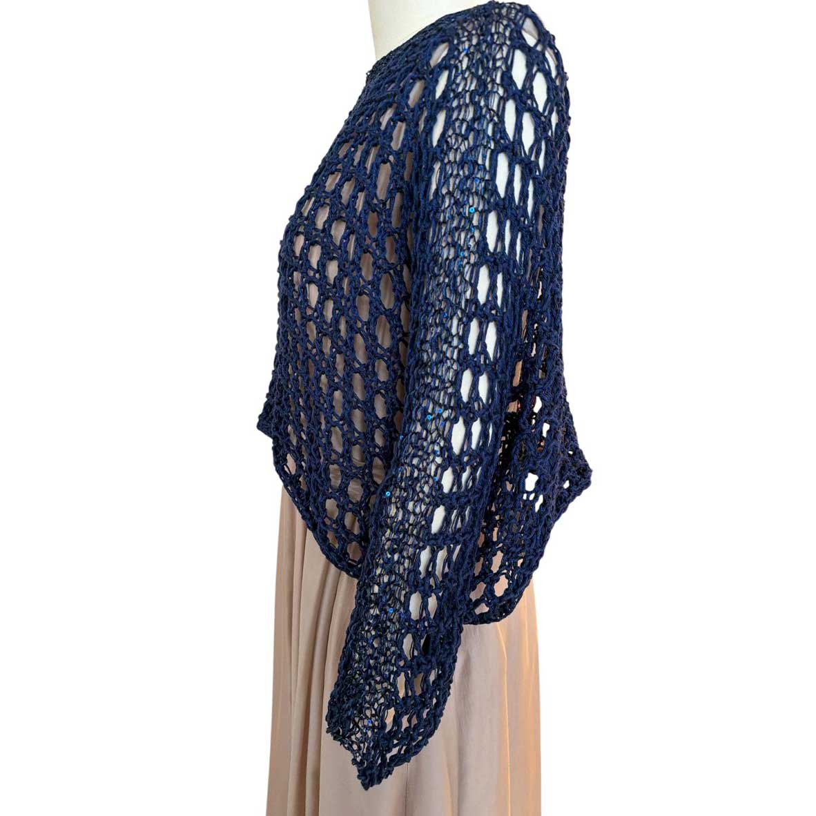 Net Crop Shrug long Sleeves Navy Chiara Toffanin sold at Aqualta 3