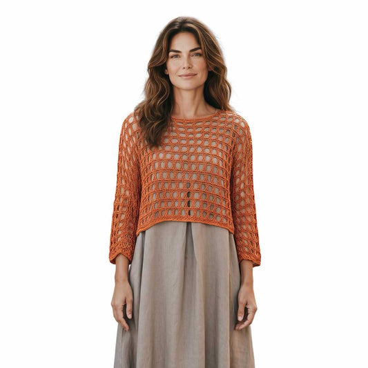 Net Crop Shrug long Sleeves Orange Chiara Toffanin sold at Aqualta