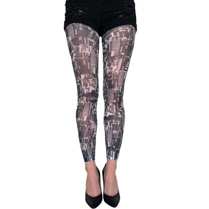 Black and White New York skyline printed patterned Footless Tight