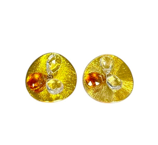 Orange Earrings with post Citrine & Quartz at Aqualta