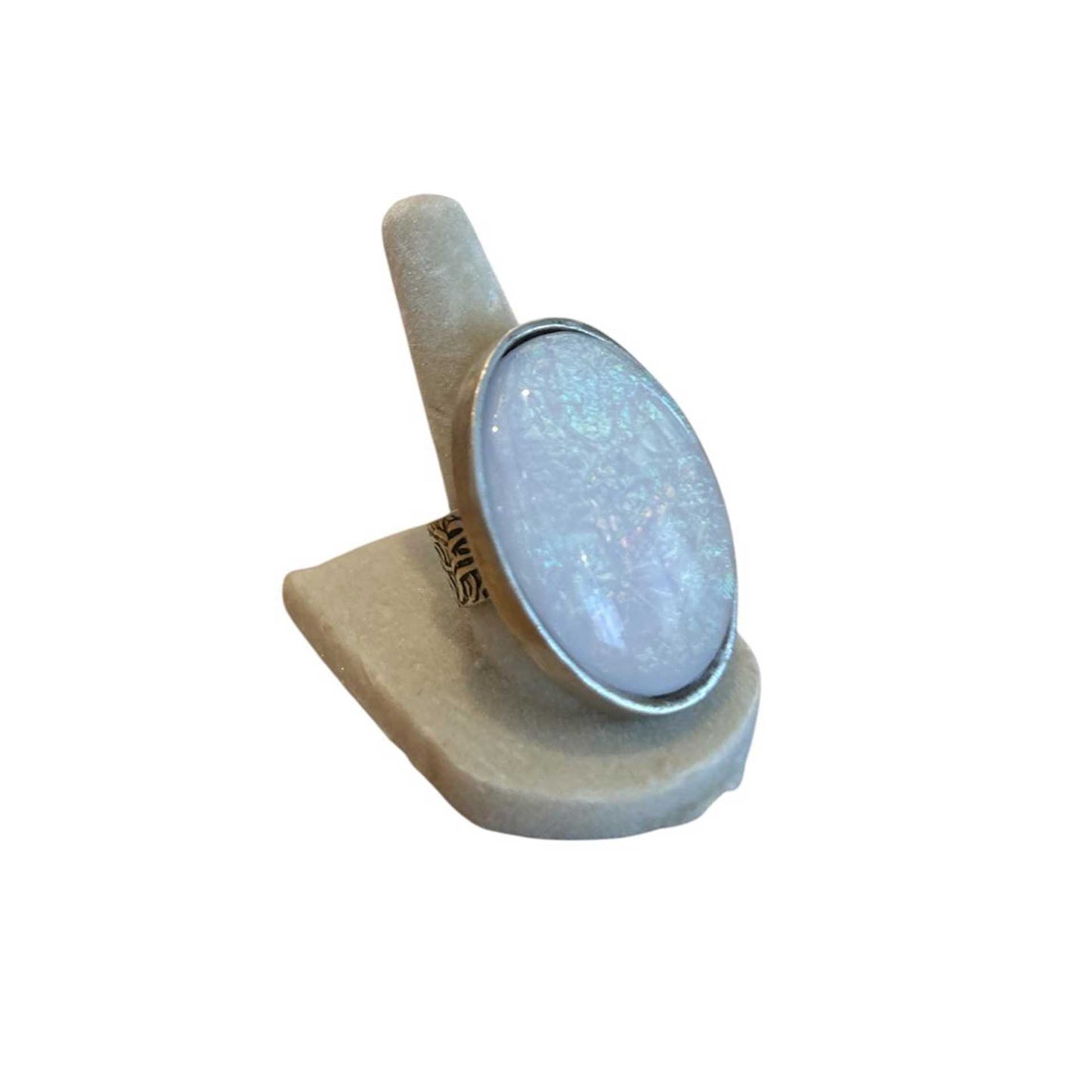 Oval Bone Cabochon on Silver Ring peggy Goodman Sold at Aqualta 2