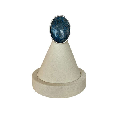 Oval Cabochon Turquoise Ripple Jasper on Silver Ring Peggy Goodman Sold at Aqualta