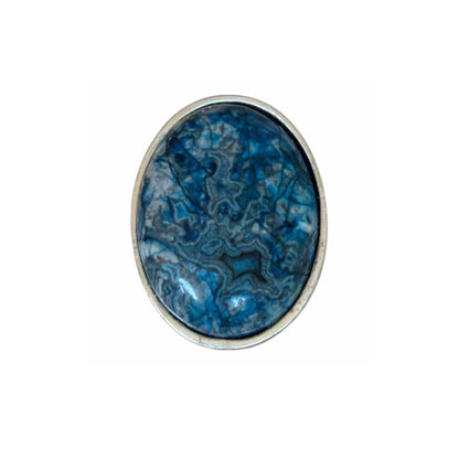 Oval Cabochon Turquoise Ripple Jasper on Silver Ring Peggy Goodman Sold at Aqualta 2