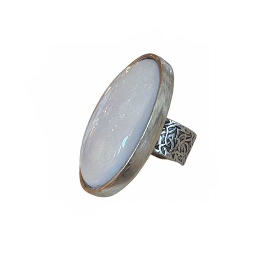 Oval Quartz Cabochon on Silver Ring Peggy Goodman sold at Aqualta 3