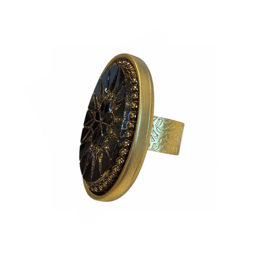 Oval Starburst Black & Gold Peggy Goodman sold at Aqualta