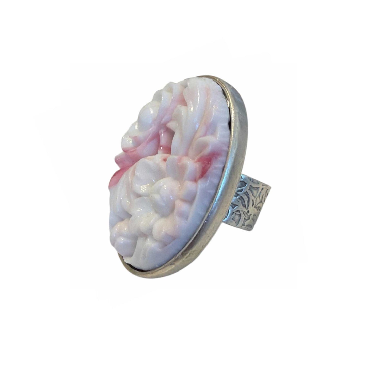 Oval Vintage Glass Carved on Silver Peggy Goodman sold at Aqualta