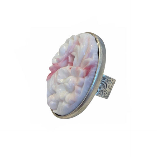 Oval Vintage Glass Carved on Silver Peggy Goodman sold at Aqualta