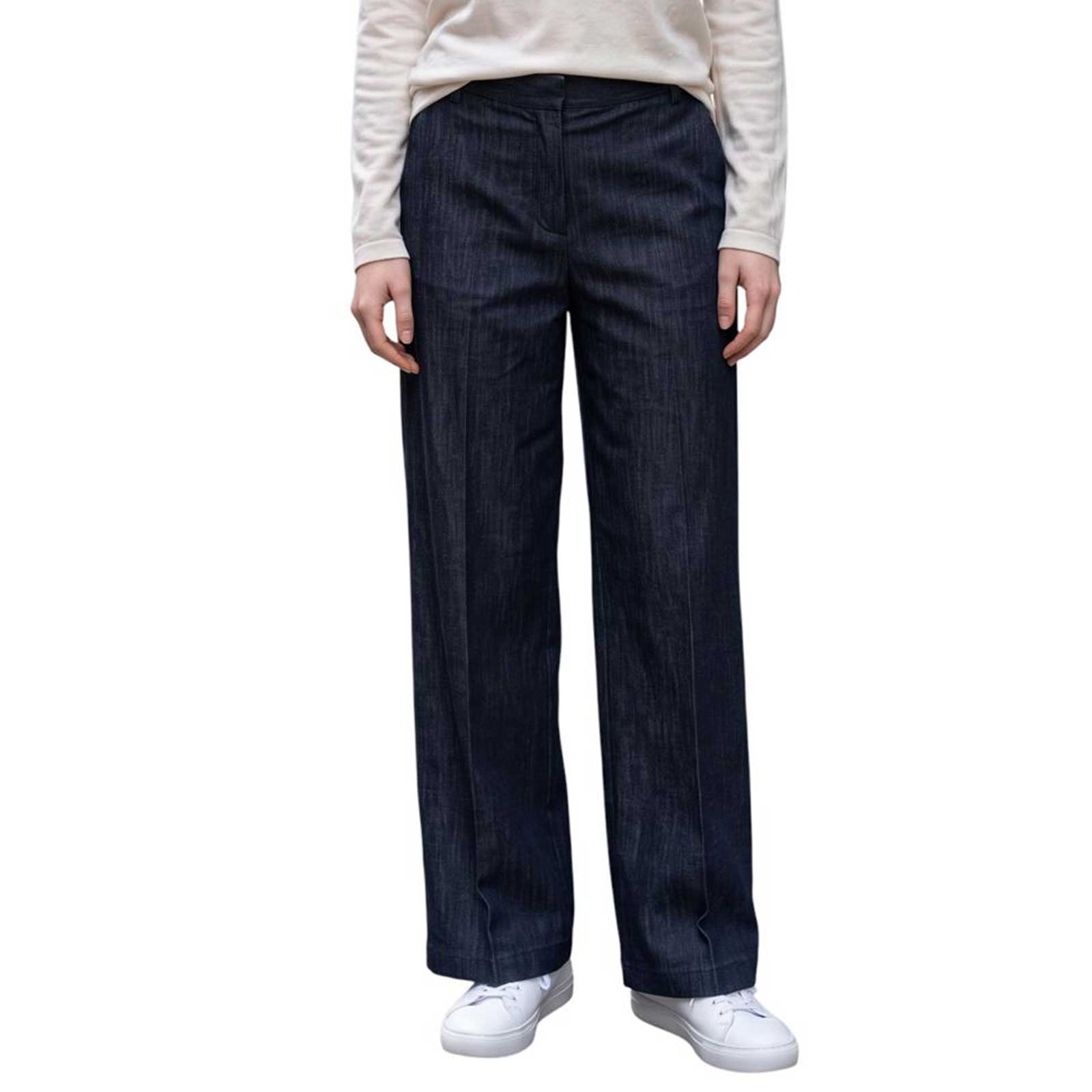 Women’s Navy palazzo pants with elegant straight-leg fit by GoodMatch – Aqualta