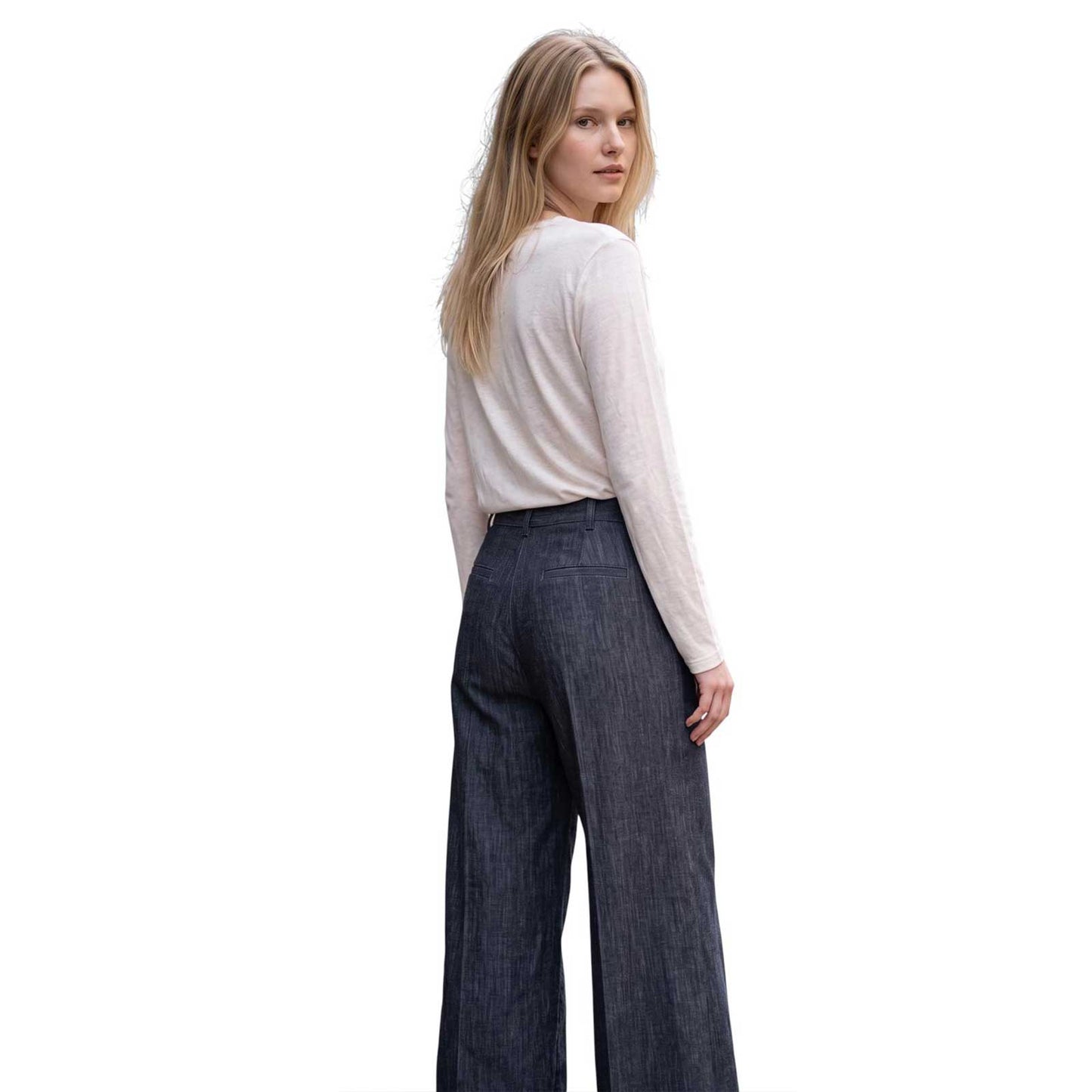 Navy straight-leg palazzo pants for a polished versatile look – GoodMatch at Aqualta
