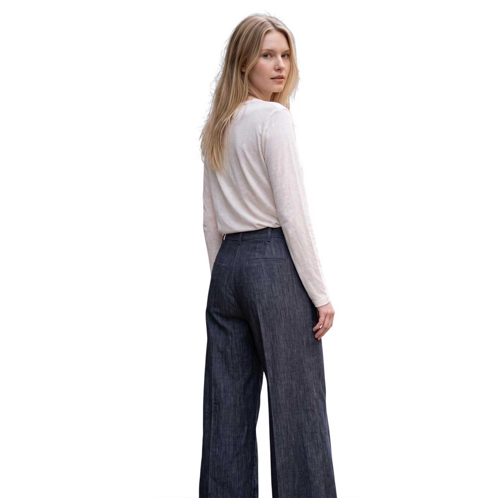 Navy straight-leg palazzo pants for a polished versatile look – GoodMatch at Aqualta