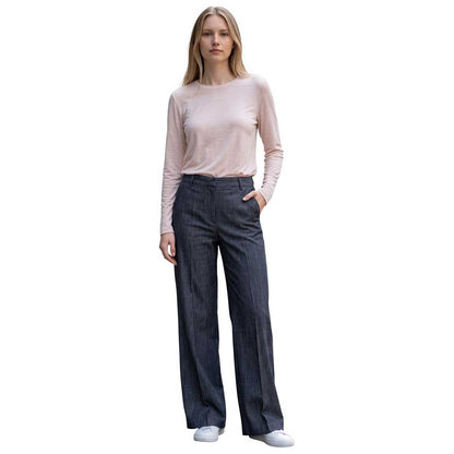 GoodMatch Navy palazzo trousers with classic straight-leg design – Aqualta