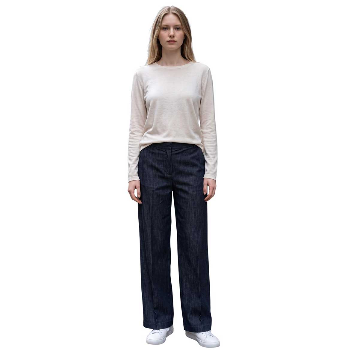 Women’s soft Navy palazzo trousers with straight-leg silhouette – GoodMatch at Aqualta