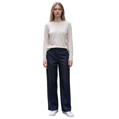 Women’s soft Navy palazzo trousers with straight-leg silhouette – GoodMatch at Aqualta