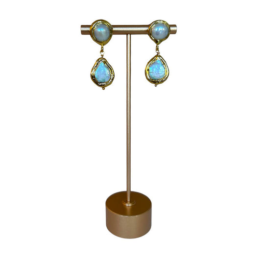 Exclusive Peggy Goodman pearl stud earrings with gold detailing, elegant handmade jewelry at Aqualta