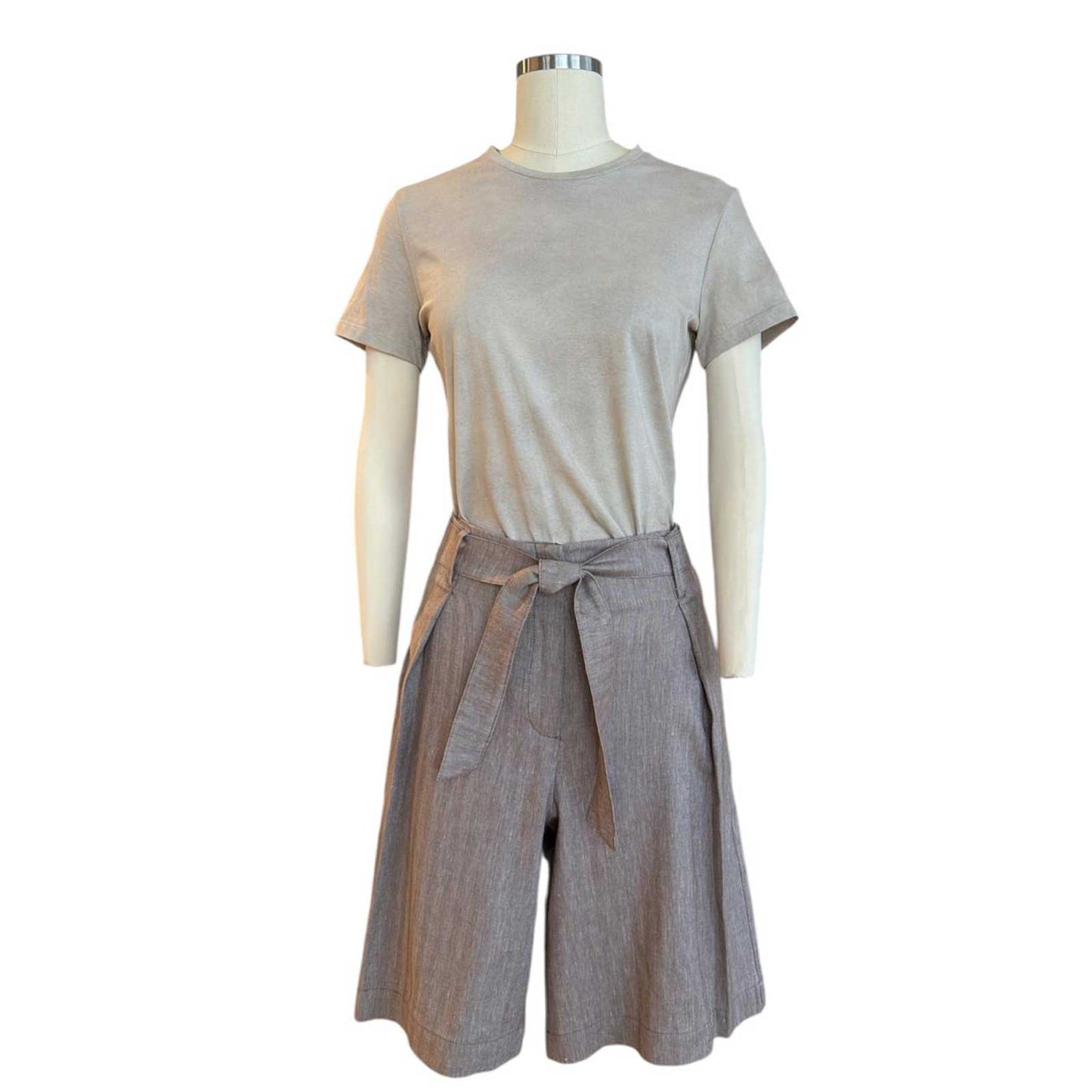 Pleated Cotton Bermuda Brown Herringbone Goodmatch sold at Aqualta 7