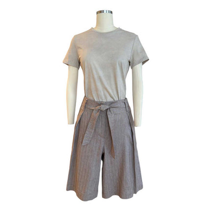 Pleated Cotton Bermuda Brown Herringbone Goodmatch sold at Aqualta 7