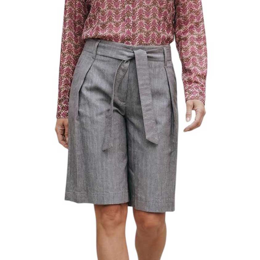 Pleated Cotton Bermuda Brown Herringbone Goodmatch sold at Aqualta 3