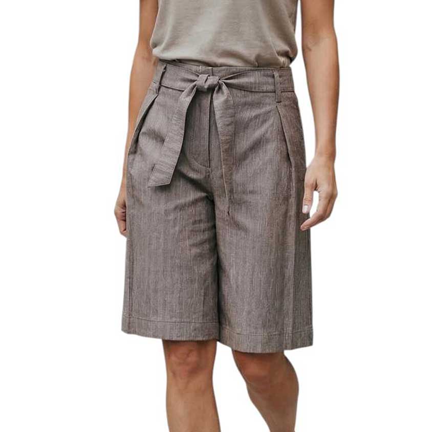 Pleated Cotton Bermuda Brown Herringbone Goodmatch sold at Aqualta 5