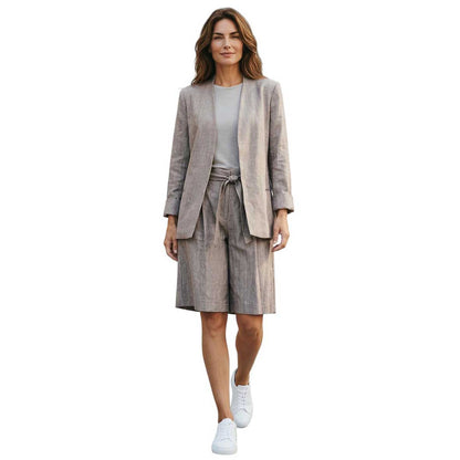 Pleated Cotton Bermuda Brown Herringbone Goodmatch sold at Aqualta 6