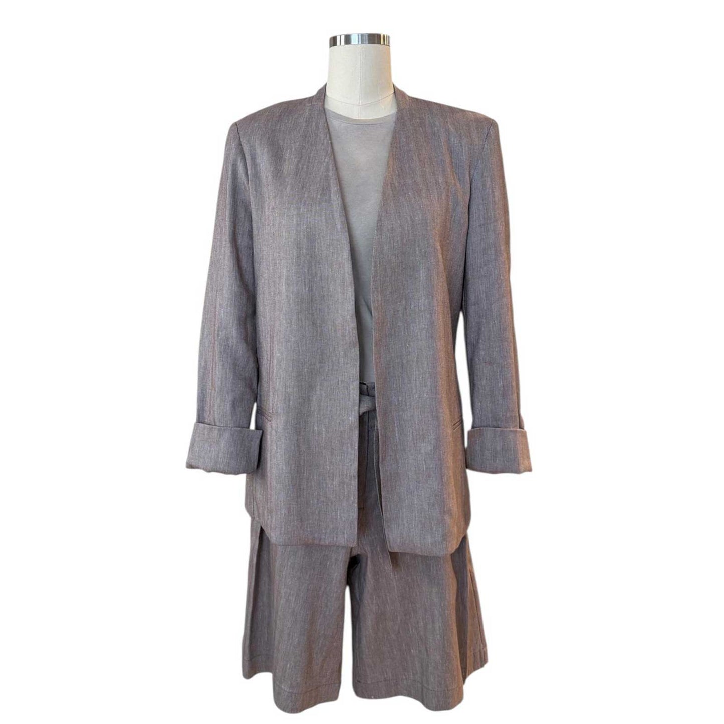 Pleated Cotton Bermuda Brown Herringbone Goodmtach sold at Aqualta 7
