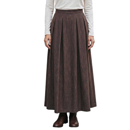 GoodMatch Brown Pleated Maxi Skirt – Made in Italy – Aqualta
