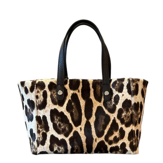 Pony hair small Satchel Cream Leopard print - AQUALTA