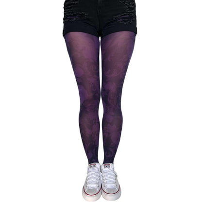 Purple Floral Patterned Printed Tights For Women Malka Chic sold at Aqualta 2