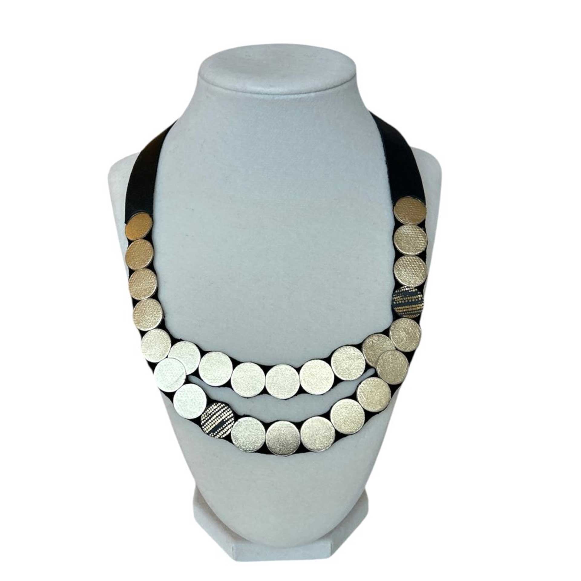 Raindrop Long Gold Leather Necklace Shullidesign sold at aqualta
