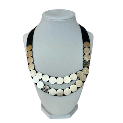 Raindrop Long Gold Leather Necklace Shullidesign sold at aqualta