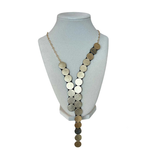 Raindrop Long Gold Leather Necklace Shulliedesign sold at Aqualta