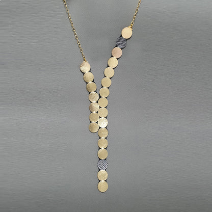 Raindrop Long Gold Leather Necklace Shulliedesign sold at Aqualta 4