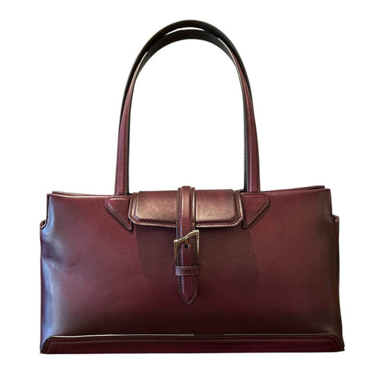 Rectangular Patin leather Satchel Bordeaux - AQUALTA