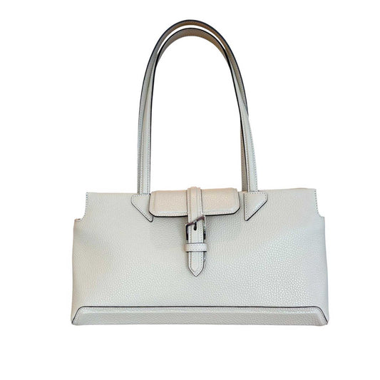 Rectangular leather Satchel Bag Cream White Biagini sold at Aqualta