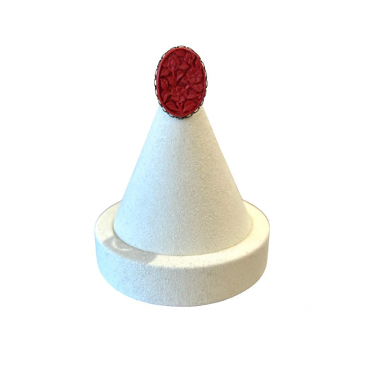 Red Cinnabar Roses Cabochon on Silver Peggy Goodman Sold at Aqualta