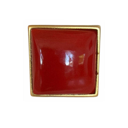 Red Coral Square Cabochon & gold Peggy Goodman sold at Aqualta 2