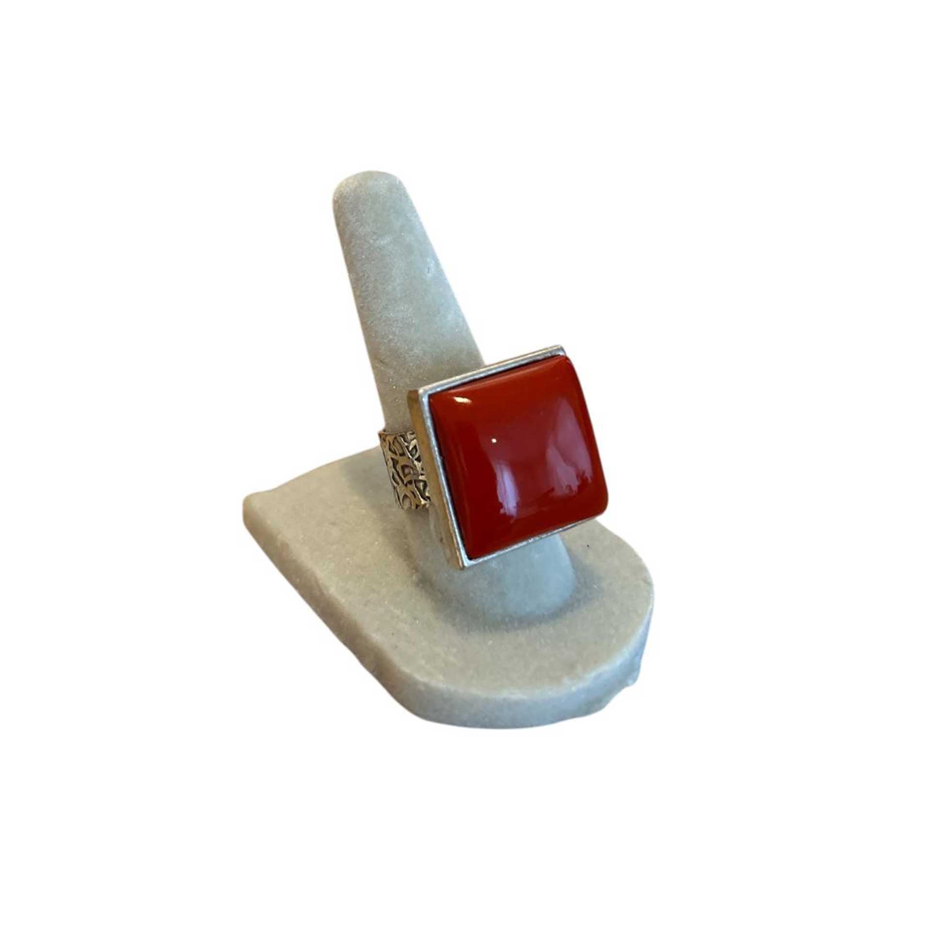 Red Coral Square Cabochon & Silver Peggy Goodman sold at Aqualta 4