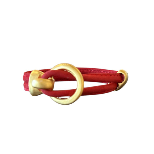 Red Suede Leather Bracelet with gold Pars Sold at Aqualta