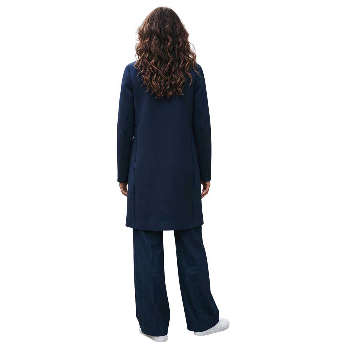 Blue Pied de Poule reversible coat by Goodmatch with elegant knee length design at Aqualta