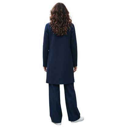Blue Pied de Poule reversible coat by Goodmatch with elegant knee length design at Aqualta