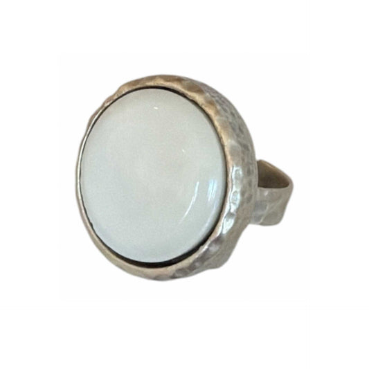 Round Bone Cabochon on Silver Ring Peggy Goodman Sold at Aqualta 4
