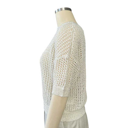 Round Neck with Short Sleeves Lame' Knit Top Rocco Ragni sold at Aqualta 2