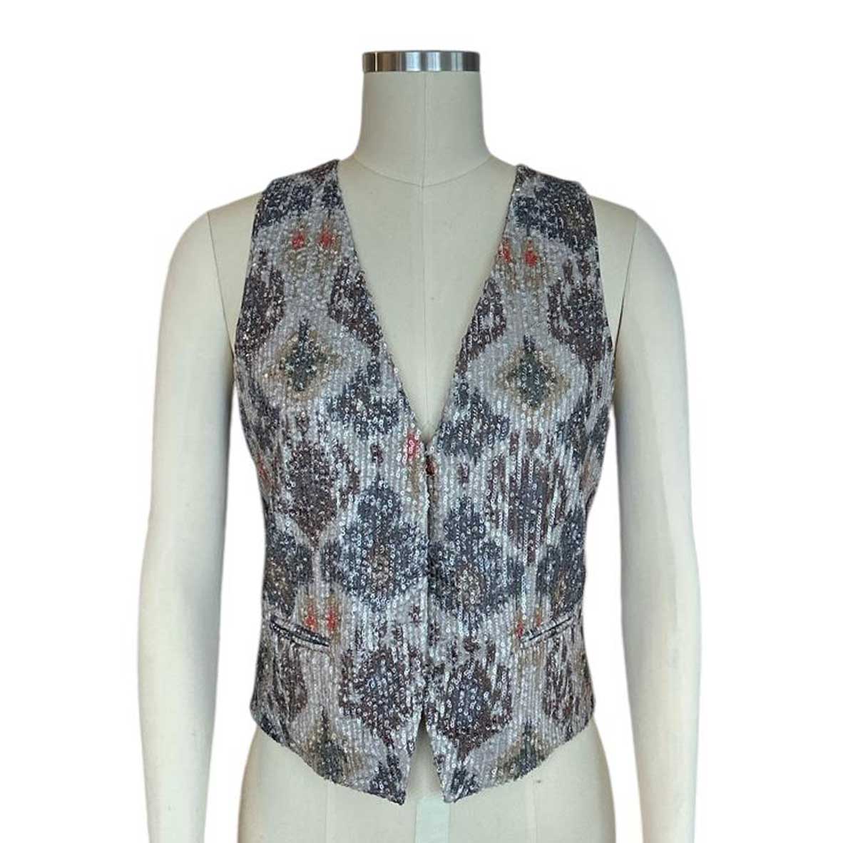 Sequin Floral motif vest Deluxe sold at Aqualta