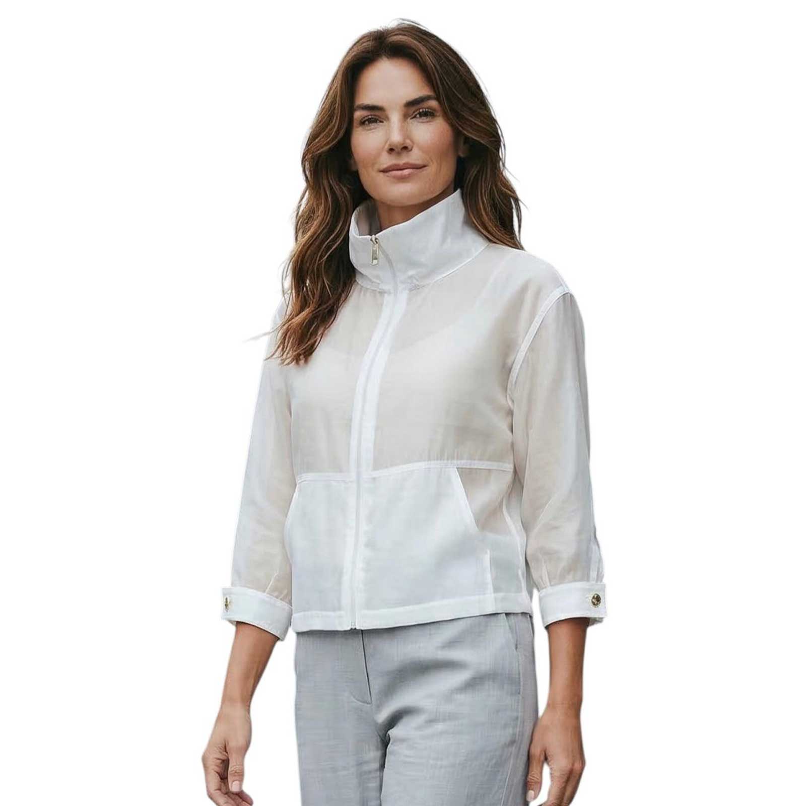 Sheer White Zipper Jacket Rocco Ragni sold at Aqualta