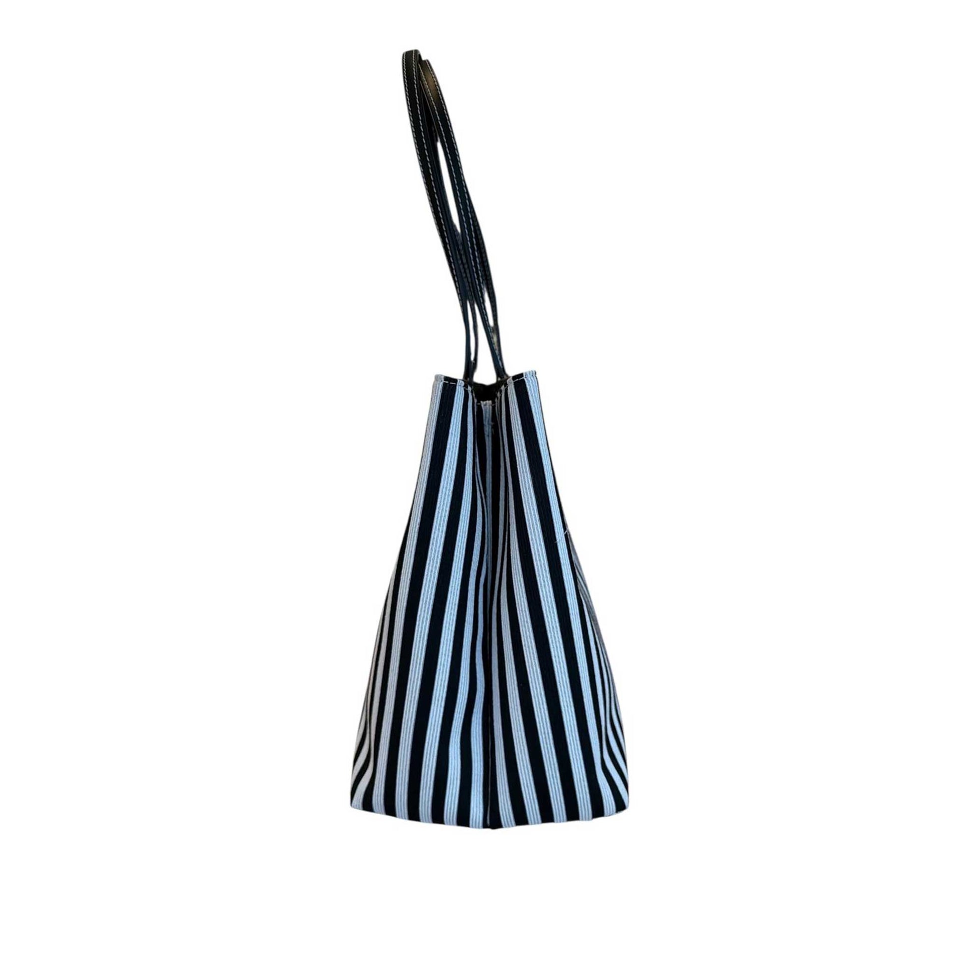 Shopper Riviera Stripes Cream Black Biagini sold at Aqualta 3