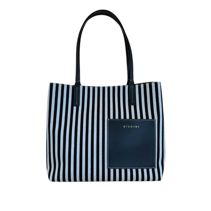 Shopper Riviera Stripes Cream Black Biagini sold at Aqualta