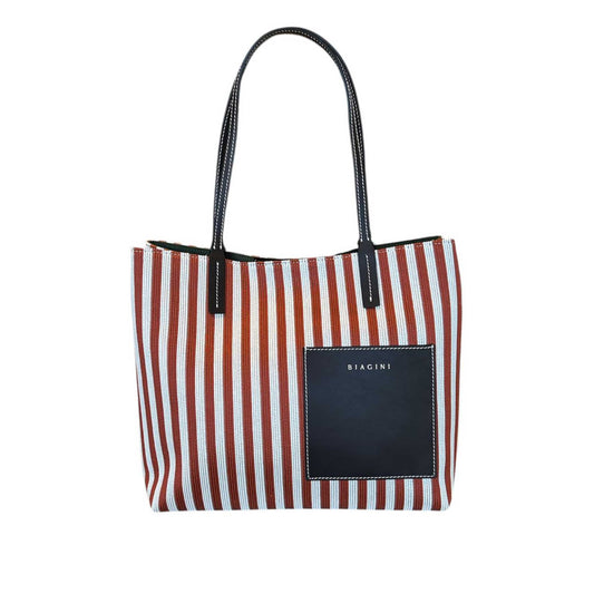 Shopper Riviera small Stripe cream/cognac Biagini Sold at Aqualta