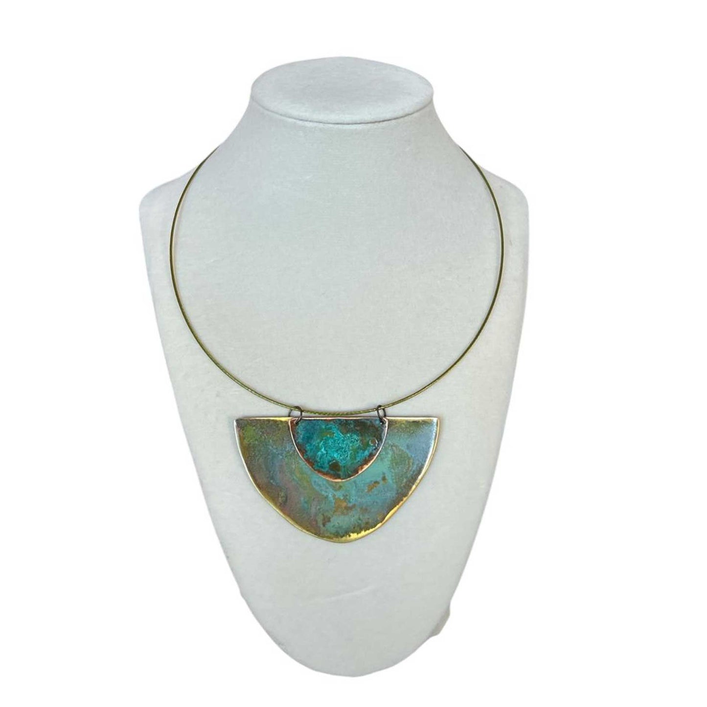 Short Choker Necklace Brass & Copper Small Large pendant Gold Hoiko Sold At Aqualta